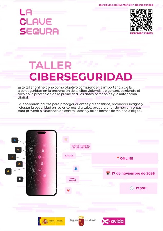 Cartel del taller Ciberseguridad, 17 de noviembre de 2026, 17:30 h, online
